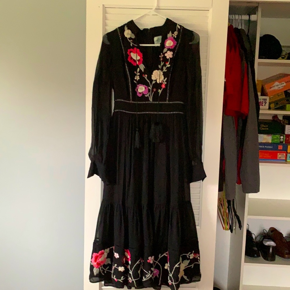 Embroidered black dress